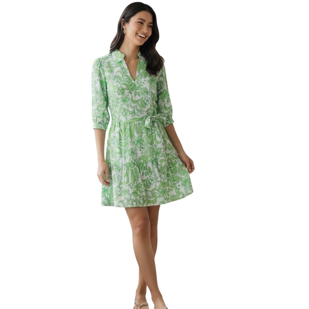 Lilly Pulitzer Women's Renelle Dress in Resort White Daffodil Hill Green Size 4